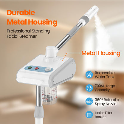 Nano Ionic Facial Steamer with Ozone Mist for Deep Pore Cleansing & Hydration