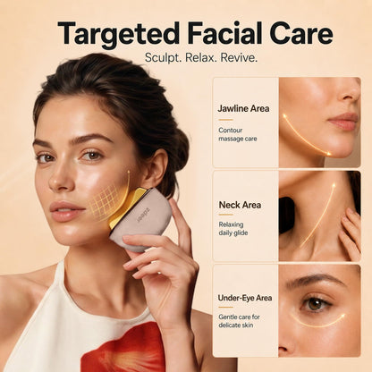 LED Red Light Therapy Face Massager with Heated Gua Sha Sculpting Tool