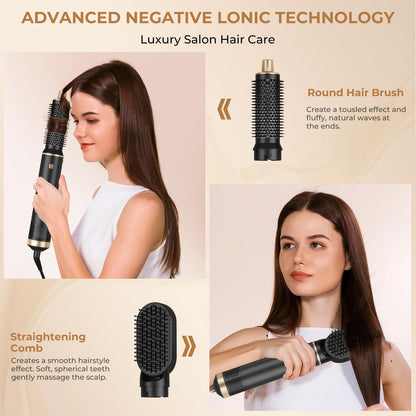5-in-1 Hair Dryer Brush with Air Curling, Volumizing & Styling Tools