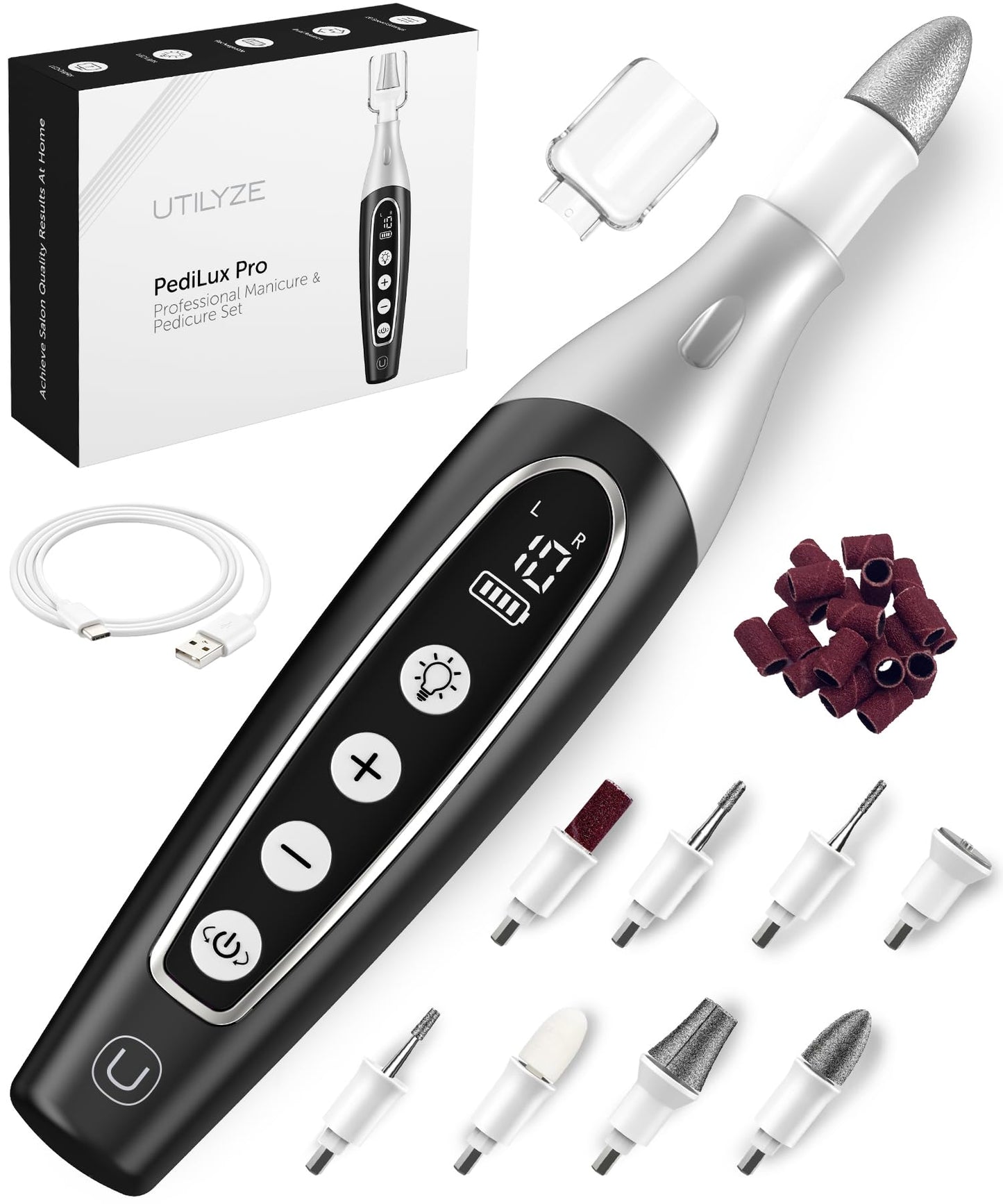 Cordless Electric Nail File Kit for Manicure, Pedicure & Callus Care
