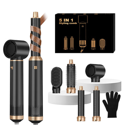 5-in-1 Hair Dryer Brush with Air Curling, Volumizing & Styling Tools