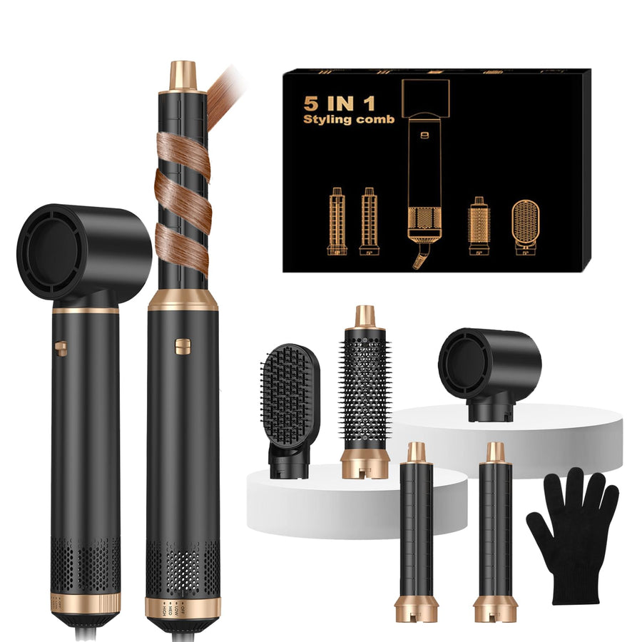 5-in-1 Hair Dryer Brush with Air Curling, Volumizing & Styling Tools