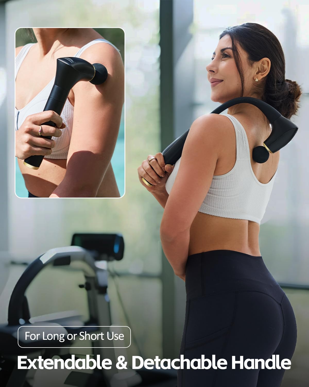 2-in-1 Percussion Massage Gun with Extension Handle for Deep Tissue Relief