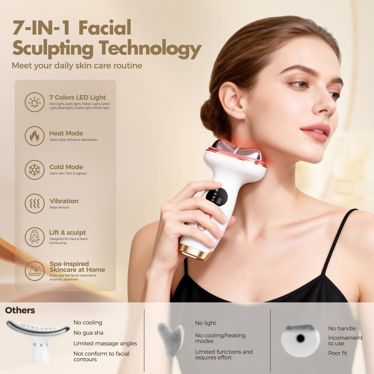 7-in-1 Red Light Facial Massager with Hot & Cold Gua Sha Therapy