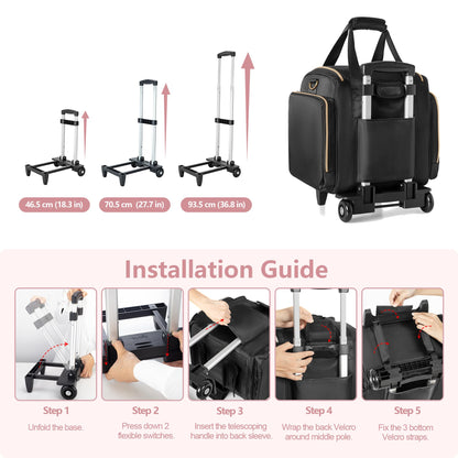 Prokva Rolling Makeup Case, Professional Makeup Train Case with Wheels
