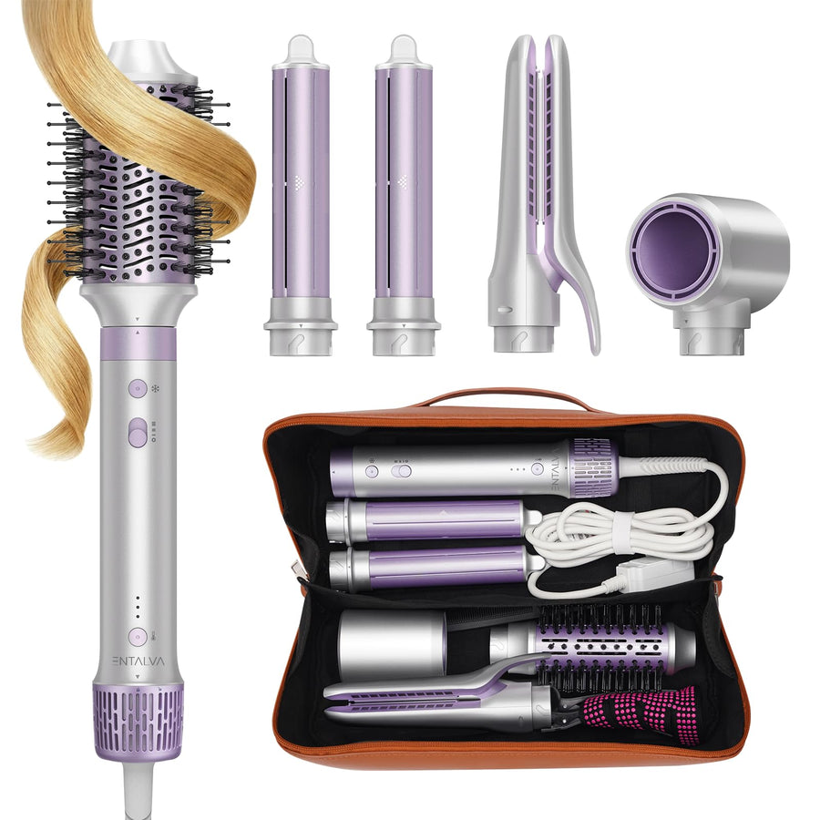 5-in-1 Hot Air Styler Brush for Hair Drying, Curling & Volumizing
