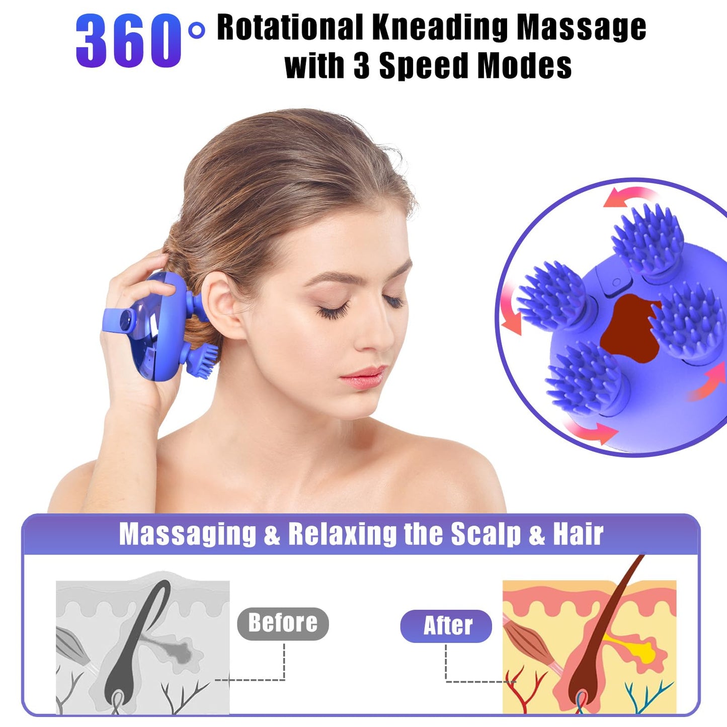 Electric Scalp Massager with Waterproof Design for Relaxing Hair Care
