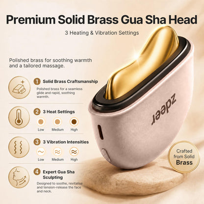 LED Red Light Therapy Face Massager with Heated Gua Sha Sculpting Tool
