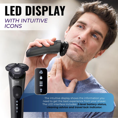 Rechargeable Wet & Dry Electric Shaver with Pop-Up Trimmer for Men