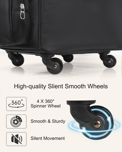 Rolling Makeup Train Case with Adjustable Dividers and Beauty Tool Storage Organizer