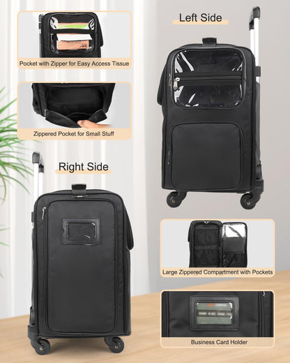 Rolling Makeup Train Case with Adjustable Dividers and Beauty Tool Storage Organizer