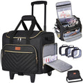 INSMEER Rolling Cosmetic Bag with 3 Removable Clear Bags and Shoulder Bag