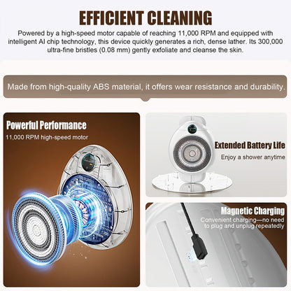 Wall-Mounted Electric Body Scrubber with Soft Bristles for Shower Care
