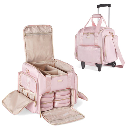 Prokva Rolling Makeup Case, Professional Makeup Train Case with Wheels