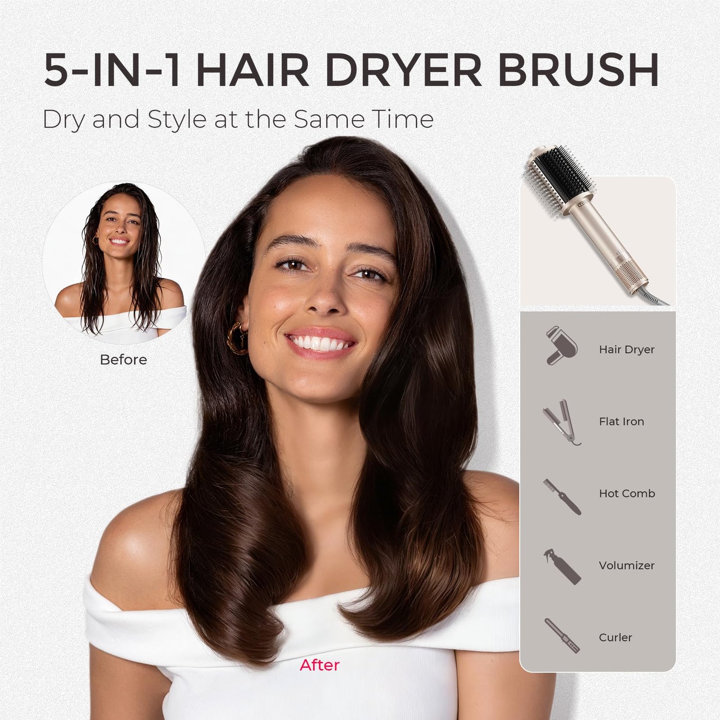 5-in-1 Ionic Hair Dryer Brush for Smooth Blowouts & Styling