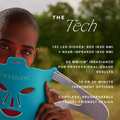 HigherDOSE Red Light Therapy Mask, FSA Eligible, FDA Cleared LED Face Mask