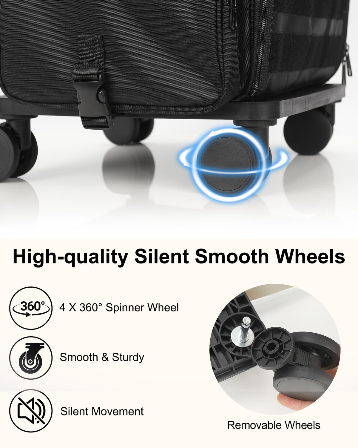 Rolling Makeup Train Case with Clear Bags and 360° Spinner Wheels Organizer