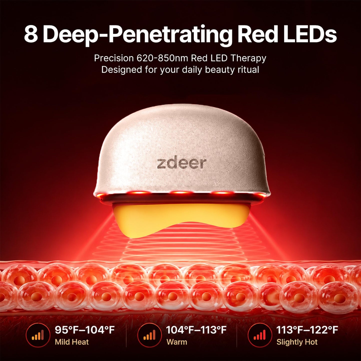 LED Red Light Therapy Face Massager with Heated Gua Sha Sculpting Tool
