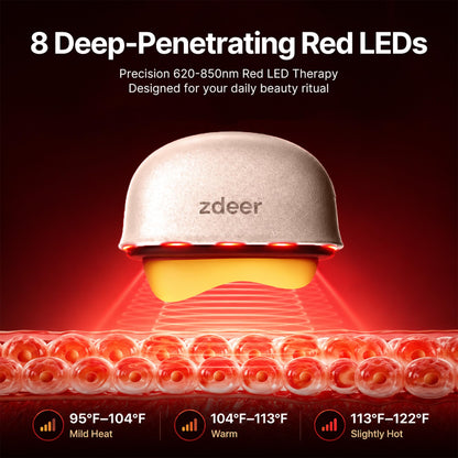 LED Red Light Therapy Face Massager with Heated Gua Sha Sculpting Tool
