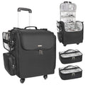 Rolling Makeup Train Case with Adjustable Dividers and Beauty Tool Storage Organizer