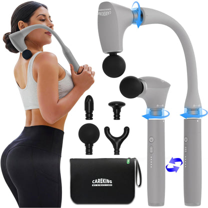 2-in-1 Percussion Massage Gun with Extension Handle for Deep Tissue Relief