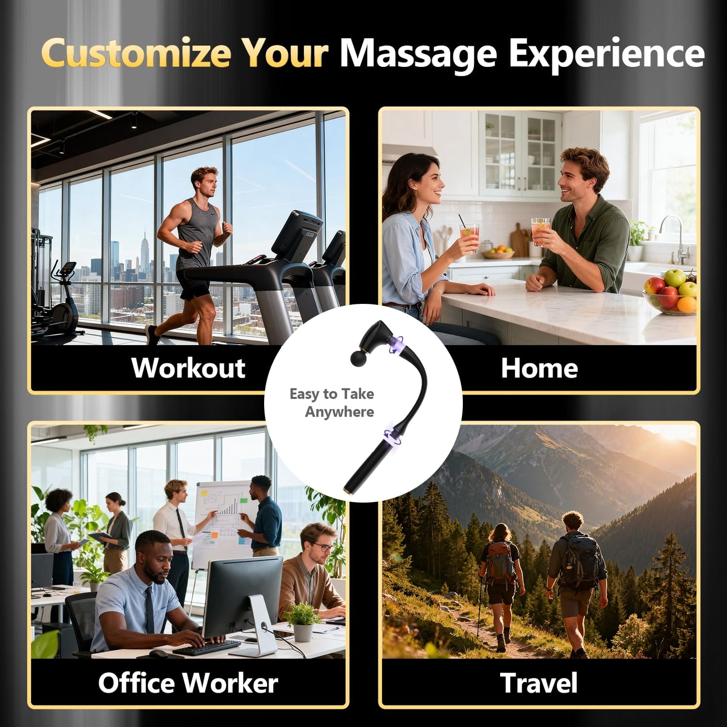 2-in-1 Percussion Massage Gun with Extension Handle for Deep Tissue Relief